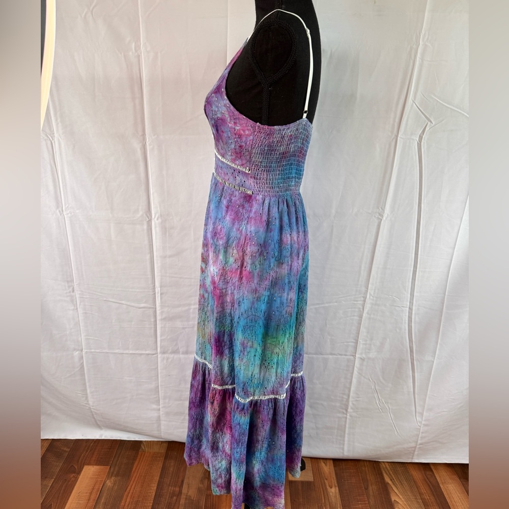 Hand Dyed Tie-Dye Eyelet Maxi Dress - Picture 4 of 12